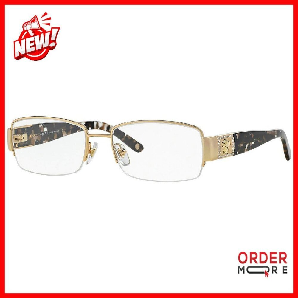 Gold Frame Eyeglasses with 53mm Lenses, Non-Prescription Optical Wear